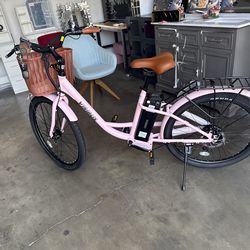 Viribus 26" Electric Bike 7 Speed for Adults Beach Cruiser E-bike with 36V 13Ah Battery, Pink