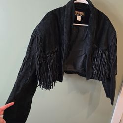 don't stop womens vintage leather crop jacket M sz
