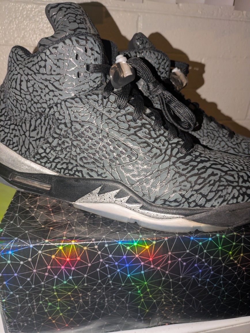 AIR JORDAN “3LAB5 RETRO” ELEPHANT PRINT BLACK/METALLIC-SILVER MENS