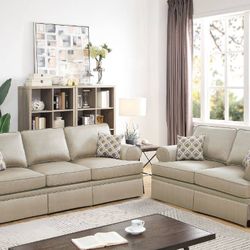 Brand New Large Beige Peach Sofa Loveseat Set
