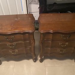Antique French Provincial Wood Nightstands (2)