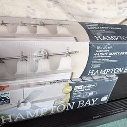 Hampton Bay Ceiling Fan & 4 Light Vanity Fixture 