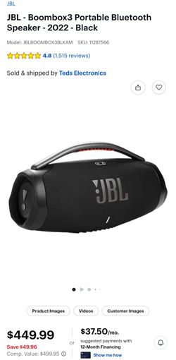 JBL- Boombox3 Portable Bluetooth Speaker-2022- Black