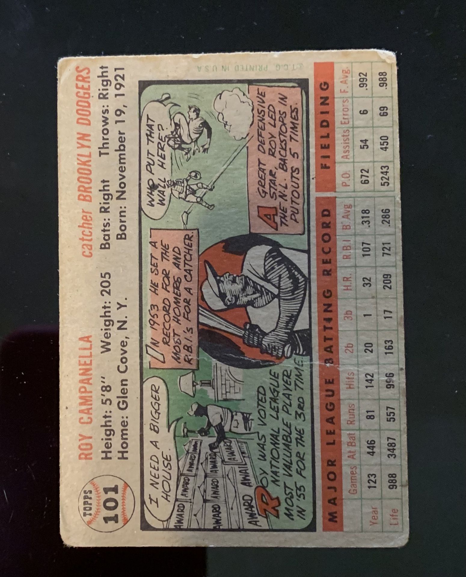 Roy Campanella Baseball Card