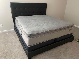 💫 Brand New Dark Grey King | Queen | Full & Twin Size Tufted Bed W/ Opt Mattress + Box Spring ● Pay After Delivery 🚚