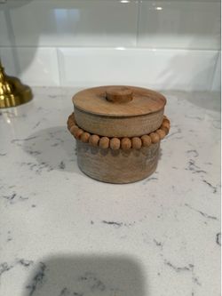 Mango Wood Decorative Box with Wood Beads and Lid