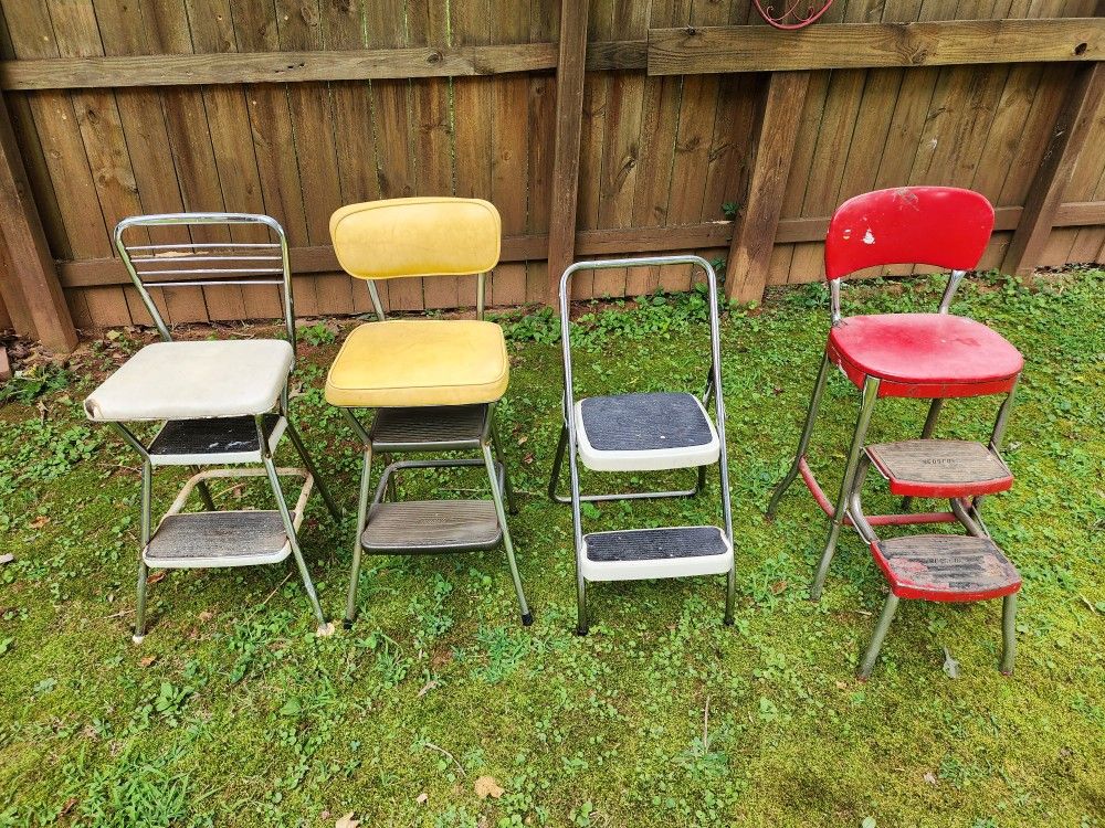 Four 1950,s Cosco Step Stools