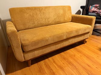 Yellow Mid Century Modern Loveseat Couch