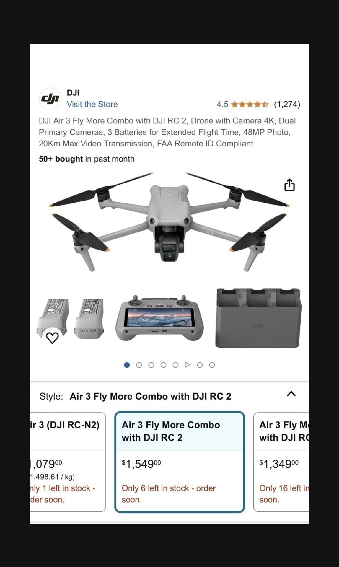 DJI Air 3 Fly More Combo with DJI RC 2 Drone With ND Filter