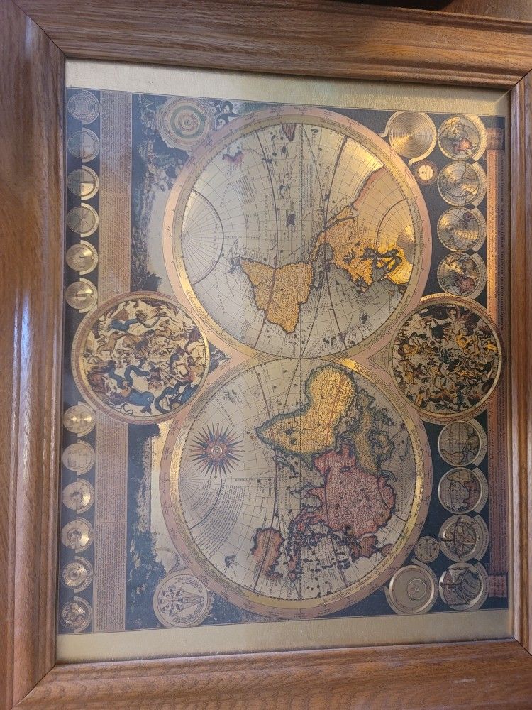 1681 Moses Pitt Nova Totius Terrarum Orbis Gdographica Gold Foil Old World Map