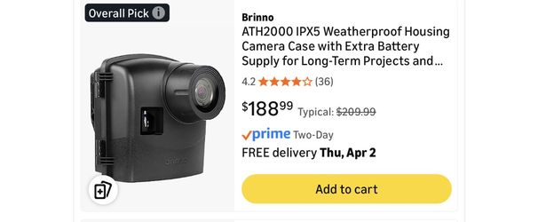 Brinno ATH2000 IPX5 Weatherproof Housing Camera Case