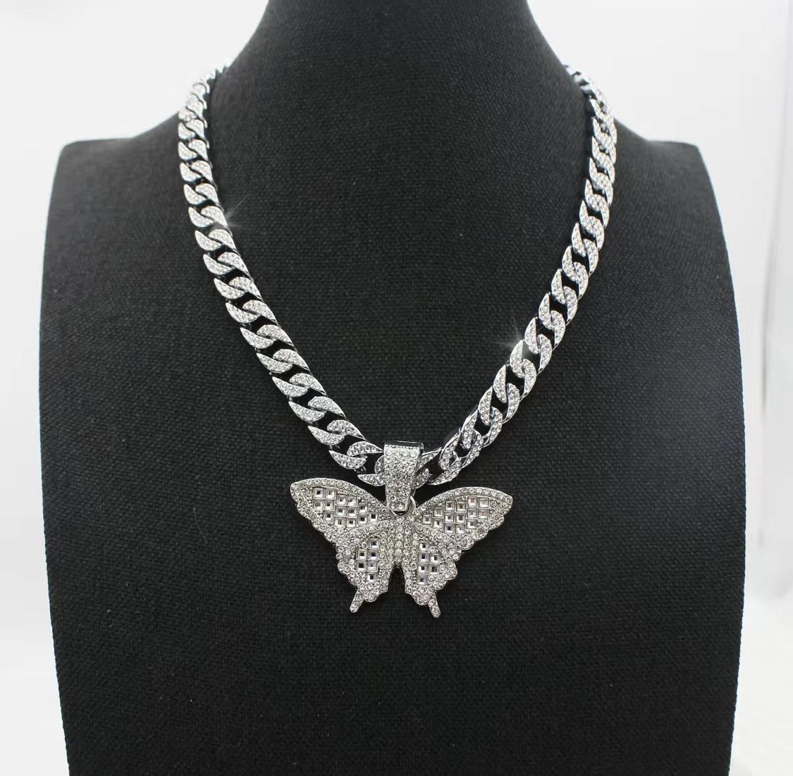 Cuban Link Necklace With Butterfly Pendant