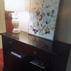 Black Two Drawer Cabinet/ Bureau.