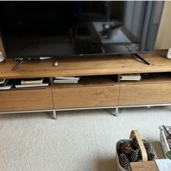 Crate & Barrel Pearson 55" Media Console – Solid Walnut & Stainless Steel