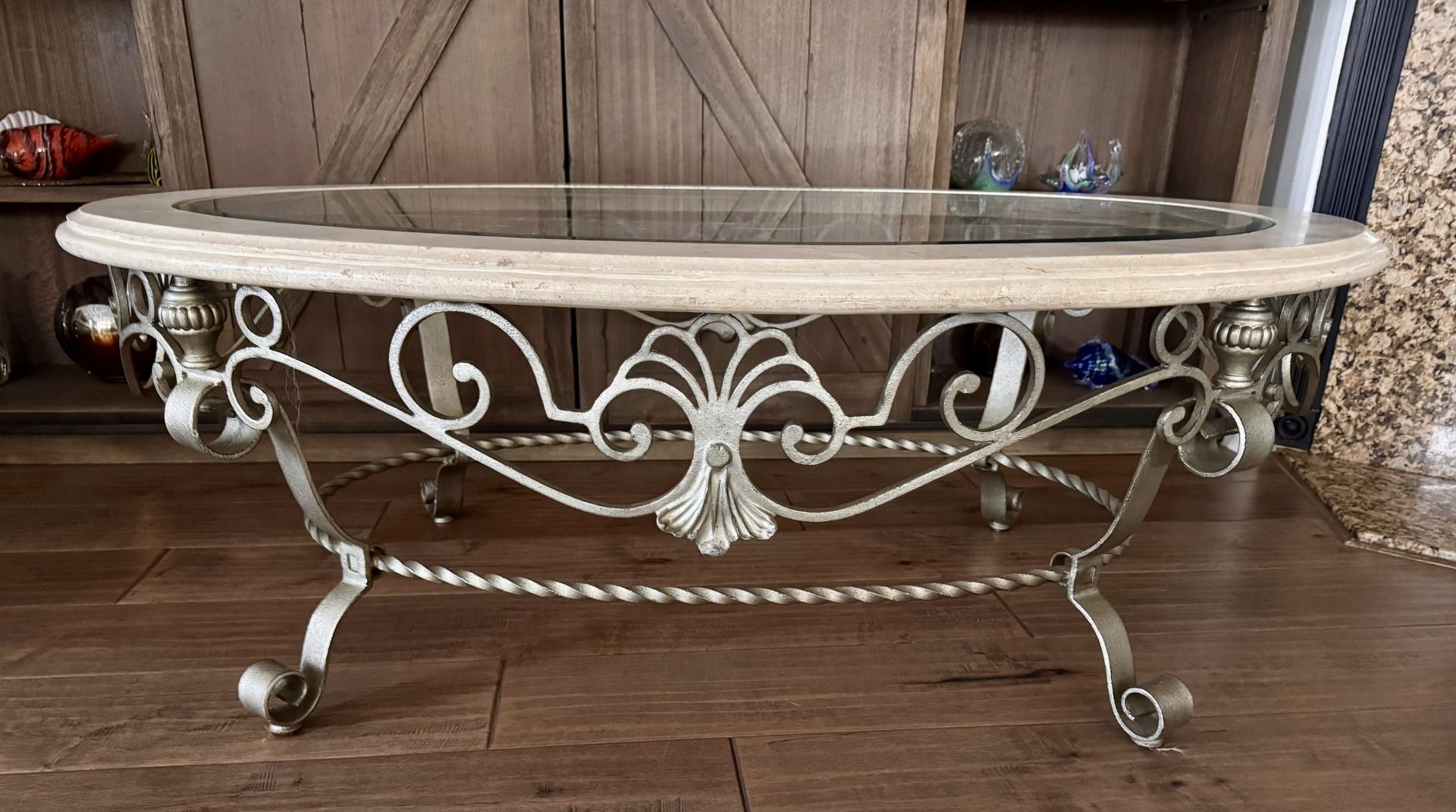 Glass Top Brass Coffee Table
