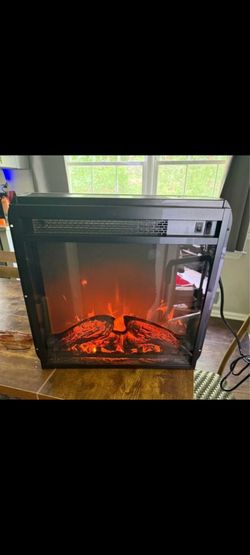 18 inch electric fireplace insert, ultra thin heater with log set & realistic flame, overheating protection