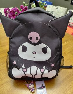Kuromi Backpack w/ Keychain & Pocket Mirror