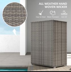 Rattan outdoor storage cabinet