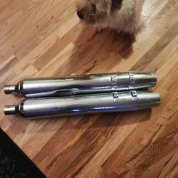 Chrome Slip On Exhaust For Harley Davidson 