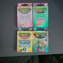 4 8-packs Of Special Crayons - Uni-crayons, Confetti Crayons, Pearl Crayons, Colors Of Kindness Crayons