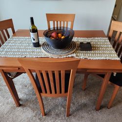 Elegant Solid Wood Dining Table with 4 Chairs