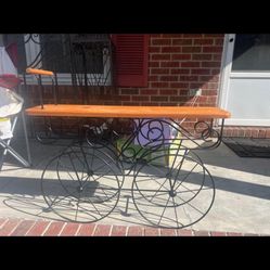 🌿 Decorative Bicycle-Style Plant Stand / Patio Table 