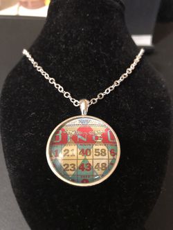 Men or women’s 925 sterling silver bingo pendant necklace