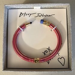Betsey Johnson Pencil Hinged Cuff Bracelet, New With Box