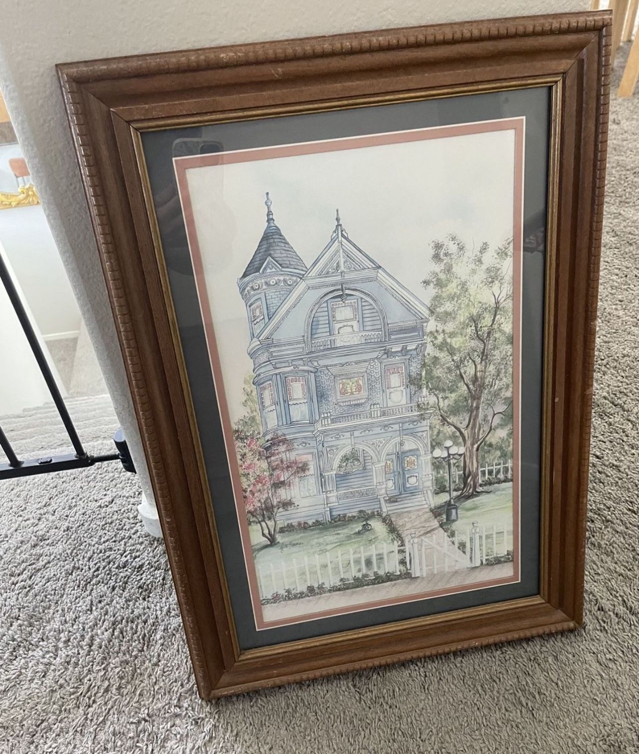 Vintage Ava Freeman House Artwork Framed Painting 