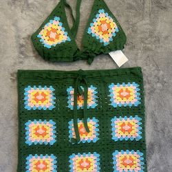 Boho Coachella Crochet Skirt & Top