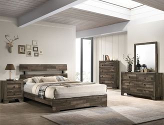 NEW Rustic Finish Low Profile BED ROOM SET 2 Colors ALL SIZES💥NO CREDIT NEEDED $10 Down