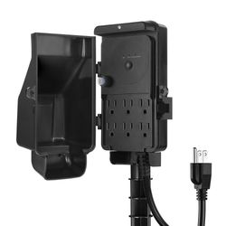 DEWENWILS Dusk to Dawn Outdoor Power Strip Stake with Overload Protection, 6FT Extension Cord, 6 Outlets, Waterproof Yard Stake Outlets for Christmas 