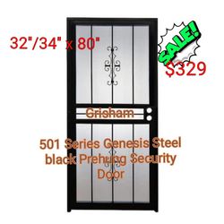 Grisham

32/34 in. x 80 in. 501 Series Genesis Steel Black Prehung Security Door

