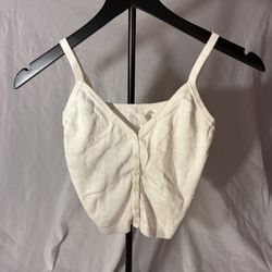 J. Galt-Brandy Melville- Ribbed White Button Down Top