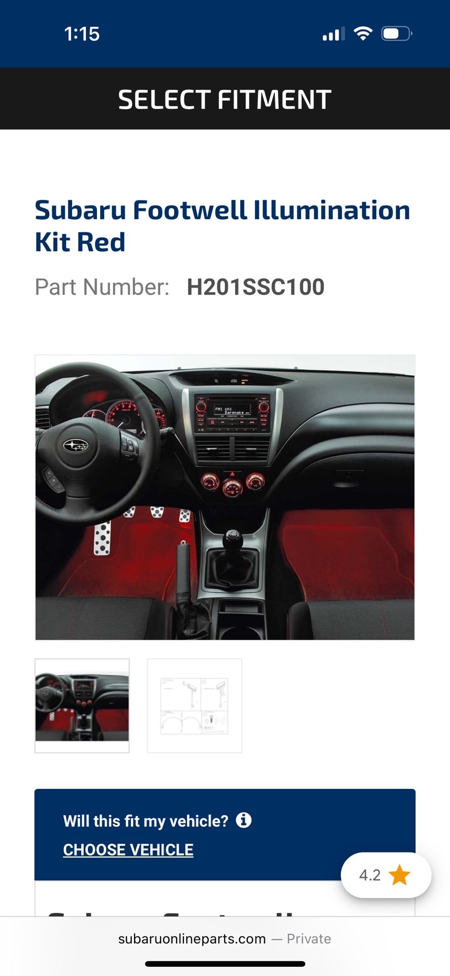 Subaru Red Interior Light