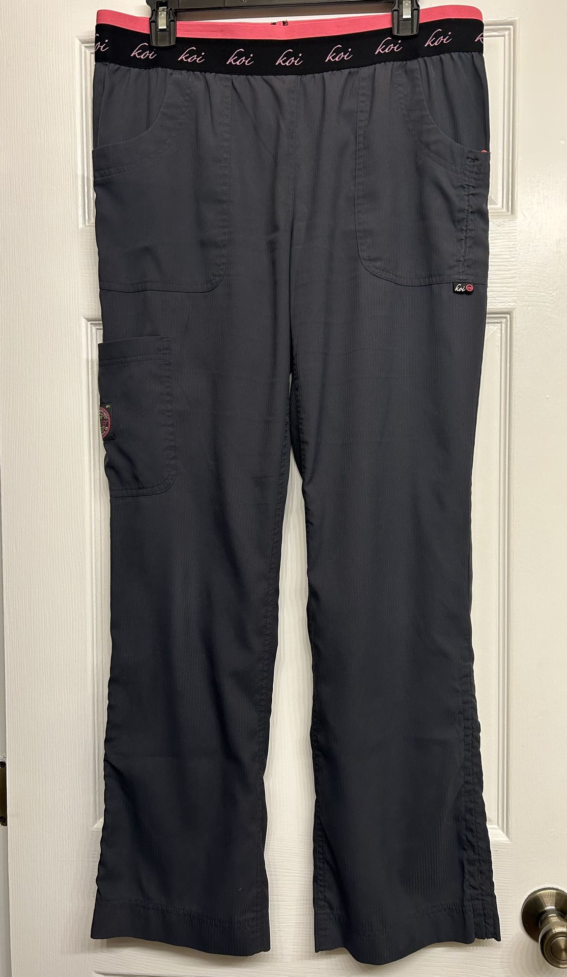 Koi Lite Slim Fit Stretch Gray Pink Scrubs Pants Silky Soft Size Regular Medium