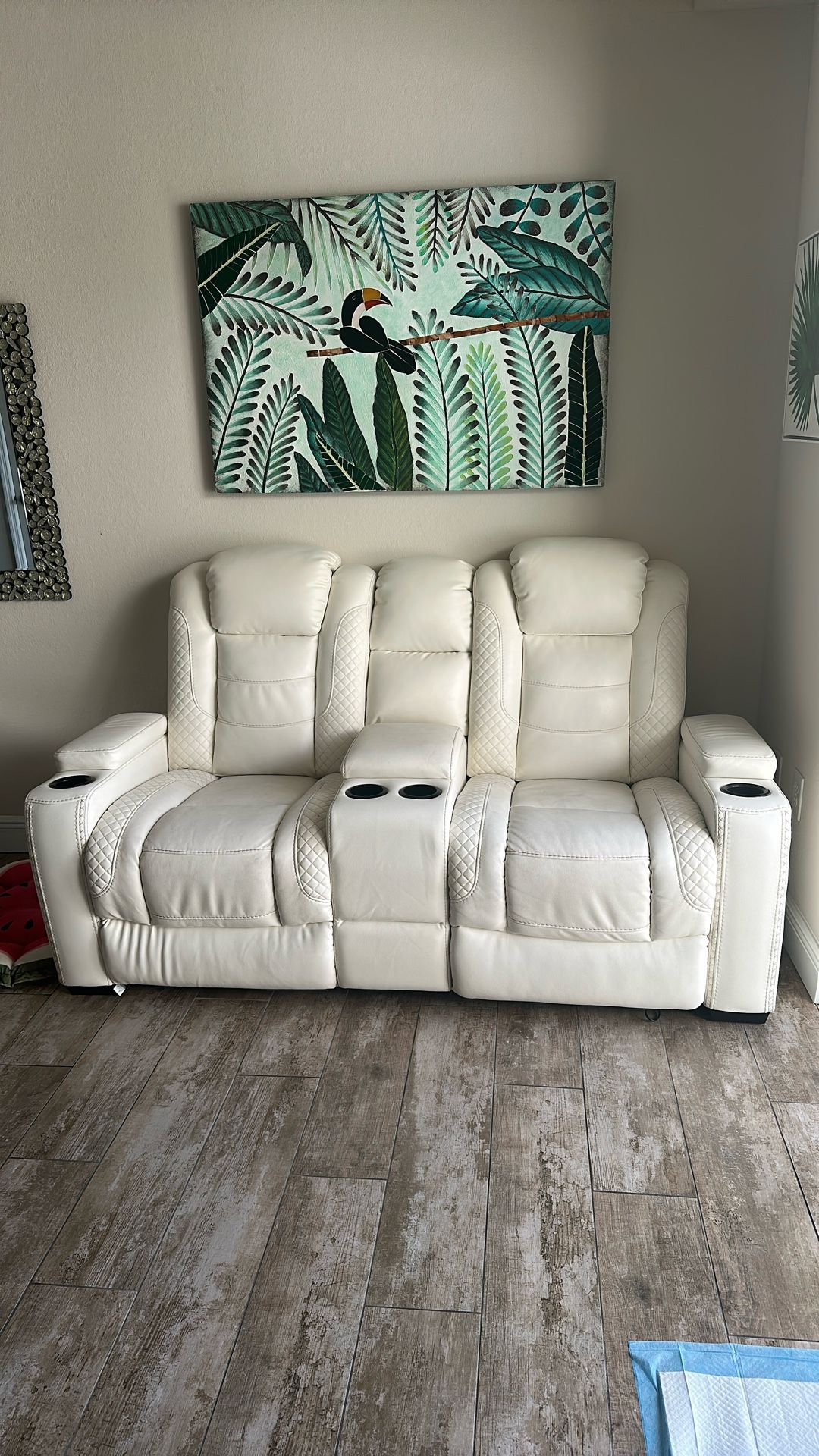 White Leather Couch Recliner
