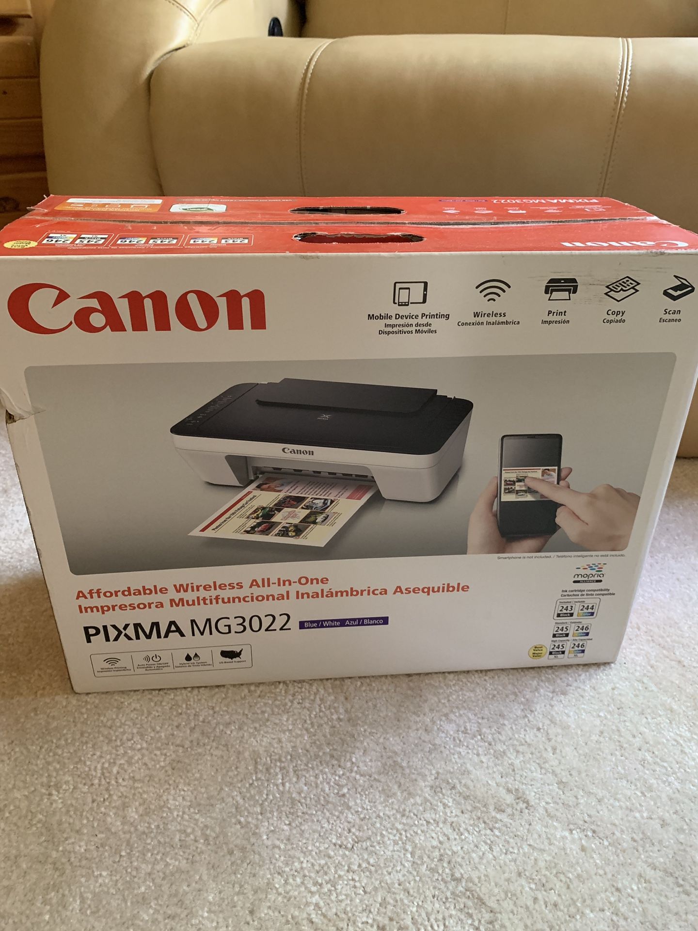 Canon Mg3022 Color Inkjet Printer Scanner All-in-one