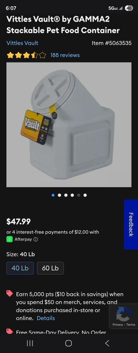 Dog Food Container 40 Lbs