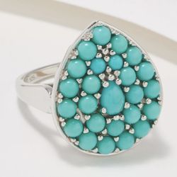 Sterling Silver 925 Turquoise Cluster Ring