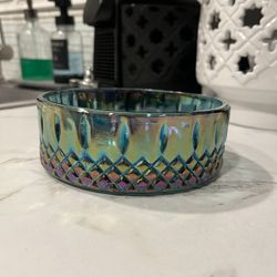 vintage Indiana Glass Princess Blue Carnival Iridescent candy dish