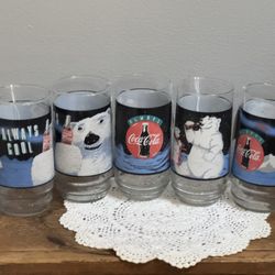 5 Vintage Coca Cola glasses 