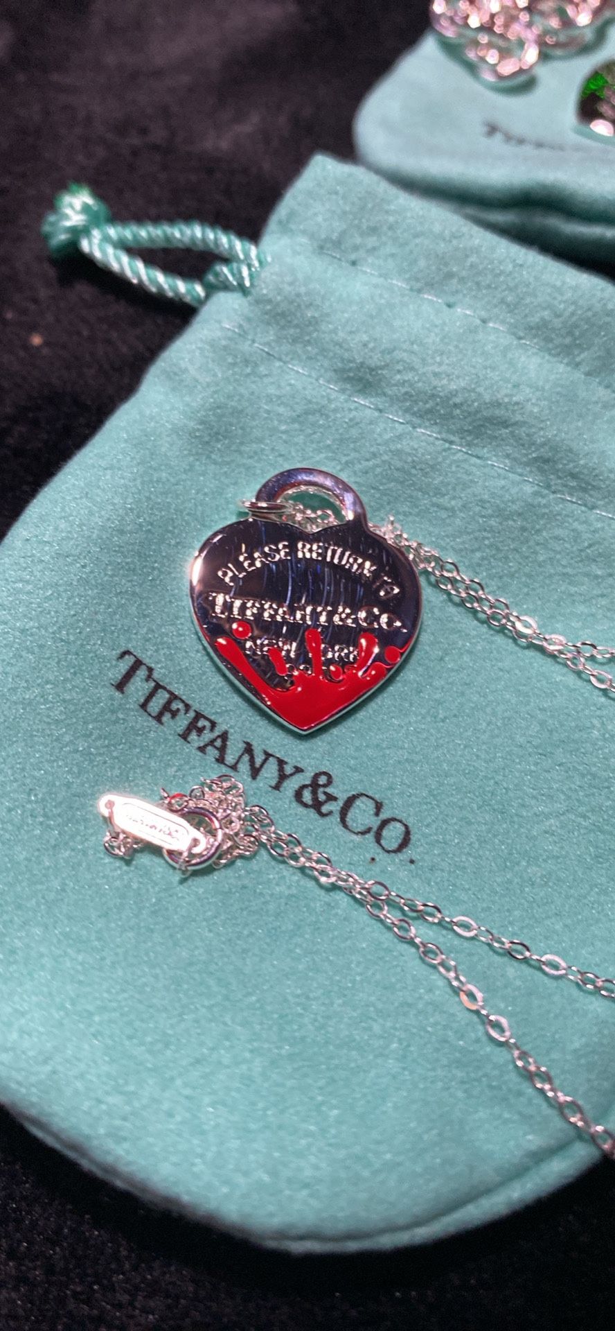 T&co Tiffany Necklace And Heart Pendant Red Splash Pendant Tiffany And Co Ag925 