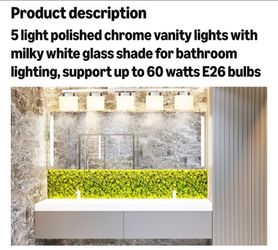 NEW!!! 5-LIGHT MODERN CHROME VANITY LIGHT