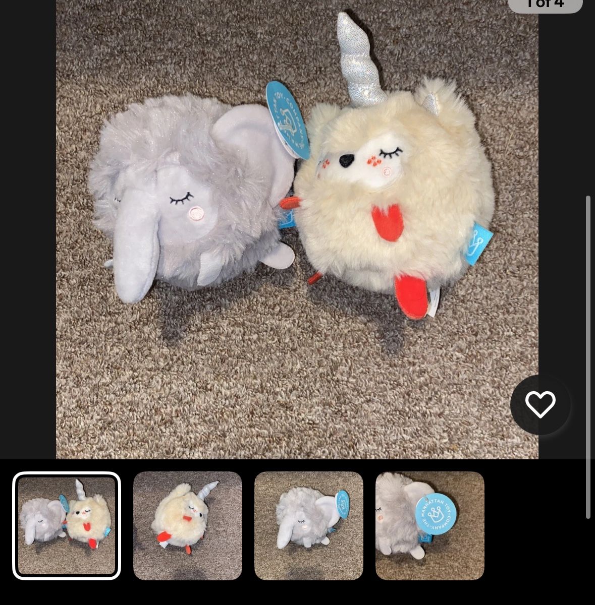 Squeezmeez Elephant, Unicorn The Manhattan Toy Company Plushies Ball Round
