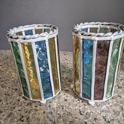 Vintage Rainbow Stained Glass Hurricanes