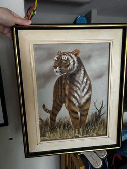 Vintage tiger canvas painting by Rex