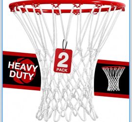 2Pack Basketball Net Replacement Heavy Duty 12 Loop for Basketball Hoop 200g (7oz) Polyester Net, Professional Design, Anti-Whip, Standard Size for In