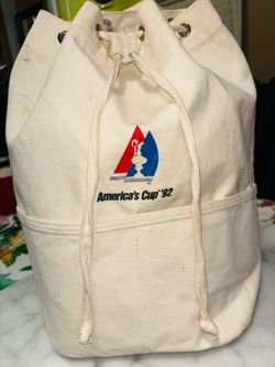 1992 AMERICAS CUP SAILING CANVUS DRAW STRING SLING BAG by MARK CROSS LIMITED EXCELLENT CONDITION