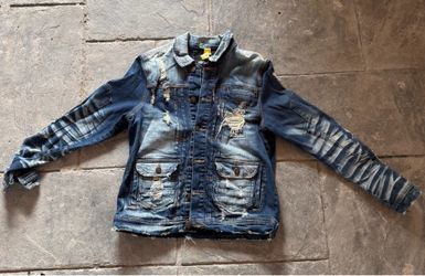 Preme blue denim jacket with distressed details Size M